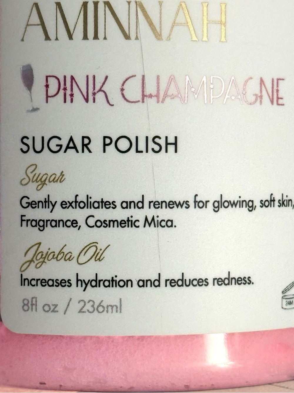 AMINNAH Pink Champagne Sugar Polish - 8fl oz/ 236ml - Picture 4 of 4